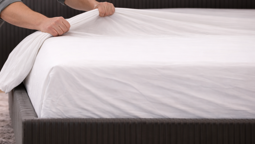 Pulling up bed sheet